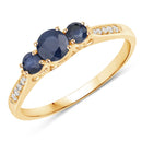 0.56 Carat Genuine Blue Sapphire and White Diamond 14K Yellow Gold Ring-1