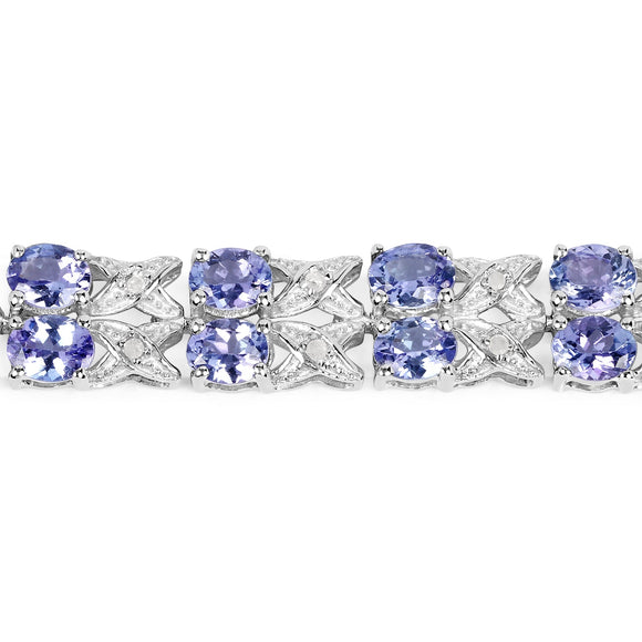 12.24 Carat Genuine Tanzanite and White Topaz .925 Sterling Silver Bracelet