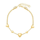 14k Yellow Gold Puff Heart Adjustable Anklet-3