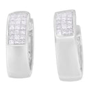 14K White Gold 1 1/8 cttw Princess and Round Cut Diamond Huggie Earrings (H-I, VS1-VS2)-1