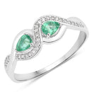 0.35 Carat Genuine Zambian Emerald and White Diamond 14K White Gold Ring-1