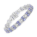 12.24 Carat Genuine Tanzanite and White Topaz .925 Sterling Silver Bracelet-1