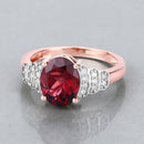 2.87 Carat Genuine Rhodolite and White Diamond 14K Rose Gold Ring-2