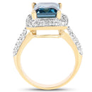 14K Yellow Gold Plated 5.03 Carat Genuine London Blue Topaz and White Topaz .925 Sterling Silver Ring-3