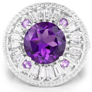 5.58 Carat Genuine Amethyst and White Topaz .925 Sterling Silver Ring-3