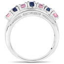 1.40 Carat Genuine Pink Sapphire and Blue Sapphire .925 Sterling Silver Ring-2