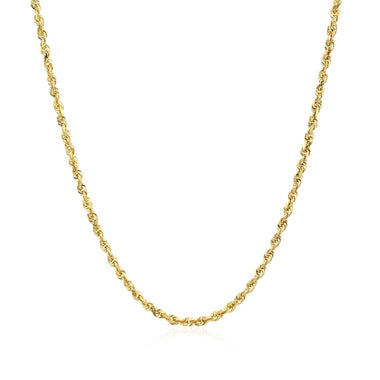 2.0mm 10k Yellow Gold Solid Diamond Cut Rope Chain - 0