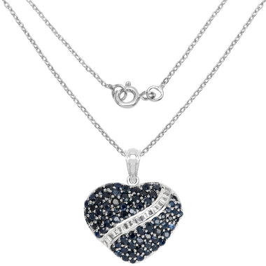 4.60 Carat Genuine Blue Sapphire and White Topaz .925 Sterling Silver Pendant - 0