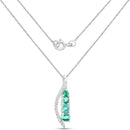 0.34 Carat Genuine Zambian Emerald and White Diamond 14K White Gold Pendant-2