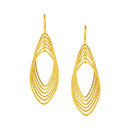 14k Yellow Gold Post Earrings with Textured Marquise Shapes-1