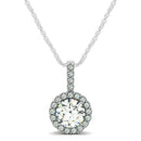 14k White Gold Diamond Halo Round Style Pendant (5/8 cttw)-4