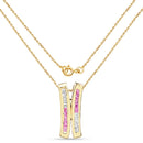 14K Yellow Gold Plated 1.08 Carat Genuine Pink Sapphire and White Sapphire .925 Sterling Silver Pendant-2