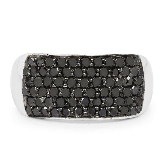 1.21 Carat Genuine Black Diamond .925 Sterling Silver Ring