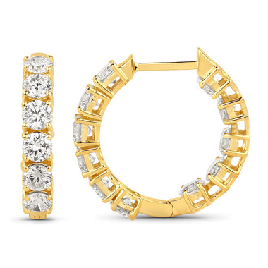 3.08 Carat Genuine Lab Grown Diamond 14K Yellow Gold Earrings - 0