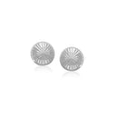 14k White Gold Textured Flat Style Stud Earrings-1