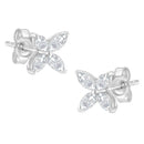 14K White Gold 1/2 Cttw Marquise Diamond 8 Stone Floral Leaf Stud Earrings (H-I Color, SI1-SI2 Clarity)-3
