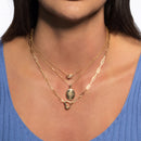 14k Yellow Gold Heart Element Paperclip Necklace-3