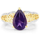 14K Yellow Gold Plated 2.50 Carat Genuine Amethyst .925 Sterling Silver Ring-3