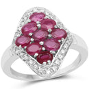 2.12 Carat Genuine Glass Filled Ruby & White Zircon .925 Sterling Silver Ring-1