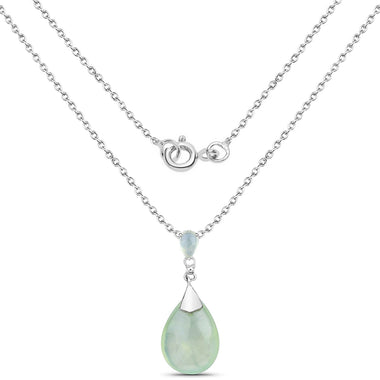 11.92 Carat Genuine Prehnite .925 Sterling Silver Pendant - 0