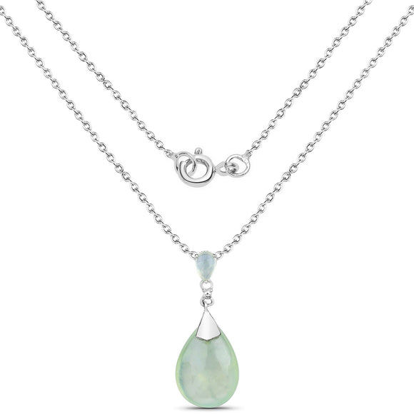 11.92 Carat Genuine Prehnite .925 Sterling Silver Pendant