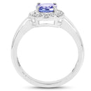 1.05 Carat Genuine Tanzanite and White Topaz .925 Sterling Silver Ring-2