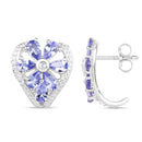 2.97 Carat Genuine Tanzanite & White Topaz .925 Sterling Silver Earrings-2