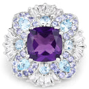 8.38 Carat Genuine Multi Stones .925 Sterling Silver Ring-3