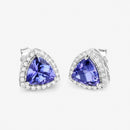 3.82 Carat Genuine Tanzanite and White Diamond 14K White Gold Earrings-3