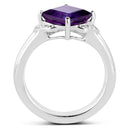 2.55 Carat Genuine Amethyst and White Topaz .925 Sterling Silver Ring-2