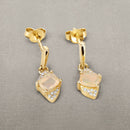 0.57 Carat Genuine Ethiopian Opal and White Diamond 14K Yellow Gold Earrings-4