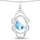 4.60 Carat Genuine Swiss Blue Topaz .925 Sterling Silver Pendant-1