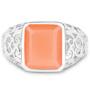 5.75 Carat Genuine Peach Moonstone .925 Sterling Silver Ring-4