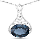 6.65 Carat Genuine London Blue Topaz .925 Sterling Silver Pendant-1