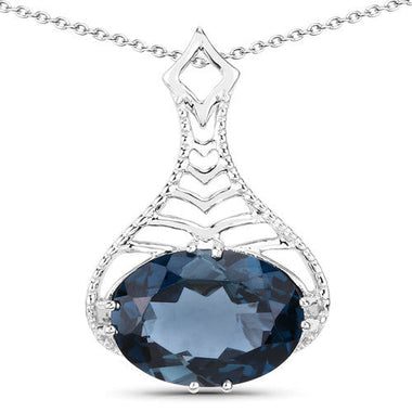 6.65 Carat Genuine London Blue Topaz .925 Sterling Silver Pendant