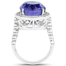 18.50 Carat Genuine Tanzanite and White Diamond 18K White Gold Ring-2