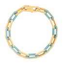 14k Yellow Gold Turquoise Paperclip Gem Link Bracelet (7.00 mm)-2