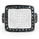 0.64 Carat Genuine White Diamond and Blue Diamond .925 Sterling Silver Ring-3