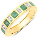 0.82 Carat Genuine Emerald and White Diamond .925 Sterling Silver Ring-1