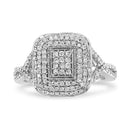 .925 Sterling Silver 1/2 Cttw Round-Cut Diamond Cluster Cushion Ring (I-J , I1-I2) - Size 7-2