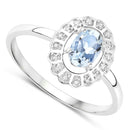 0.44 Carat Genuine Aquamarine and White Diamond 14K White Gold Ring-2