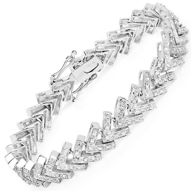 0.90 Carat Genuine White Diamond .925 Sterling Silver Bracelet - 0