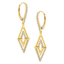 14K Yellow Gold 3/8 Cttw Double Triangle Drop and Dangle Diamond Earrings (G-H Color, SI1-SI2 Clarity)-2