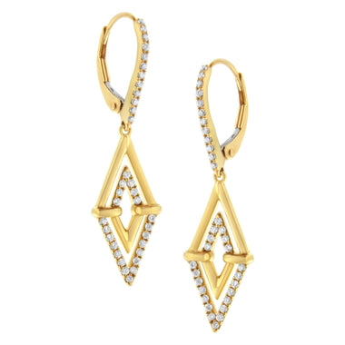 14K Yellow Gold 3/8 Cttw Double Triangle Drop and Dangle Diamond Earrings (G-H Color, SI1-SI2 Clarity) - 0