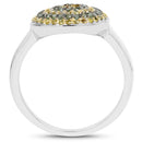 0.39 Carat Genuine Green Diamond and Yellow Diamond .925 Sterling Silver Ring-2
