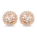 0.93 Carat Genuine Morganite and White Diamond 14K Rose Gold Earrings-5