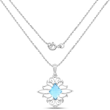 5.15 Carat Genuine Swiss Blue Topaz .925 Sterling Silver Pendant - 0