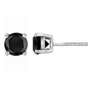 .925 Sterling Silver 4.00 Cttw Round Brilliant-Cut Black Diamond Bezel-Set Stud Earrings with Screw Backs (Fancy Color-Enhanced, I2-I3 Clarity)-3