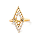 14K Yellow Gold 1/5 Cttw Diamond Double Triangle Ring (G-H Color, SI1-SI2 Clarity) - Size 7-4