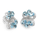 10.26 Carat Genuine Blue Topaz & White Topaz .925 Sterling Silver Earrings-2
